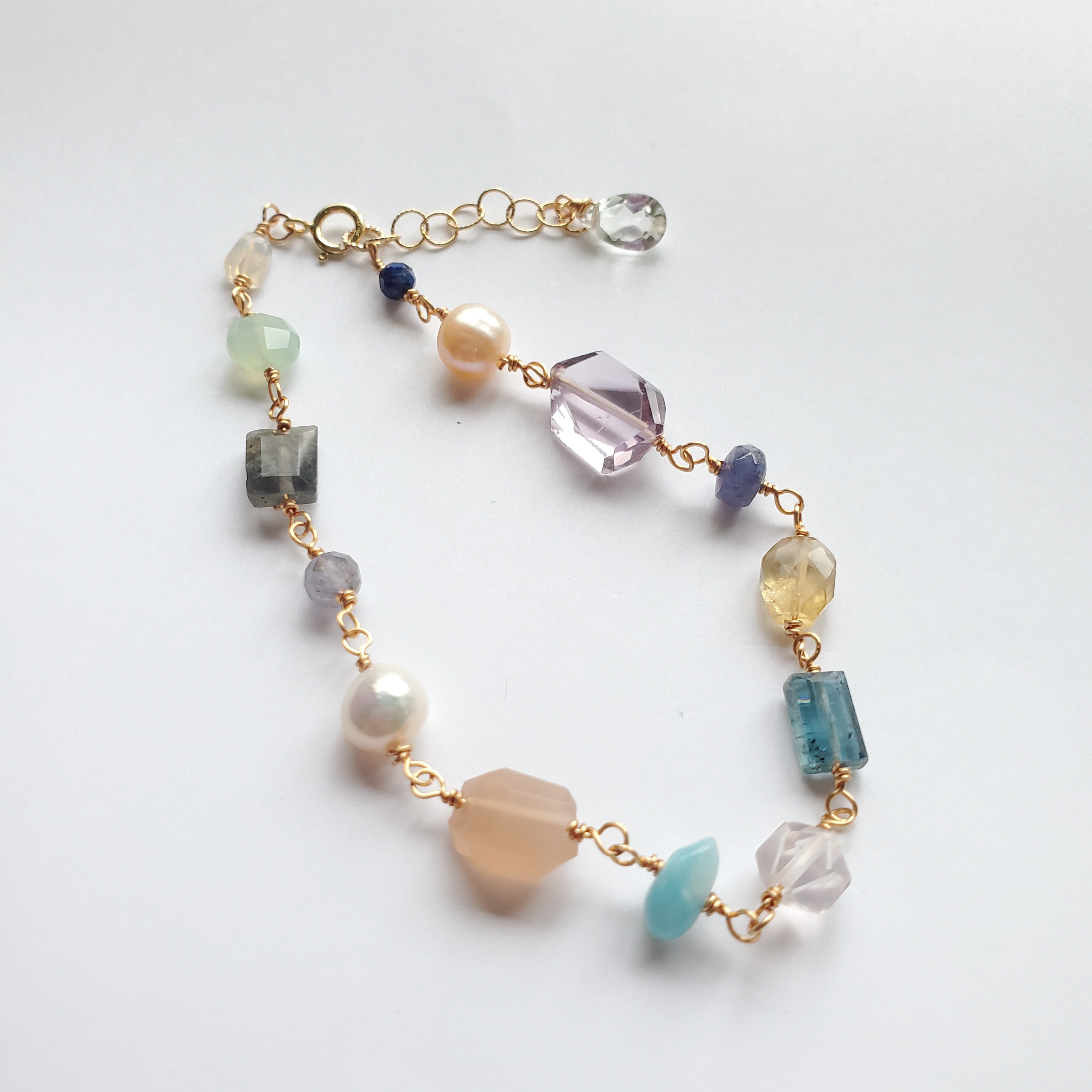 レン◆天然石マルチカラーブレスレット✧14kgf 天然石マルチカラーブレスレット⑥✩.*˚天然石×14kgf