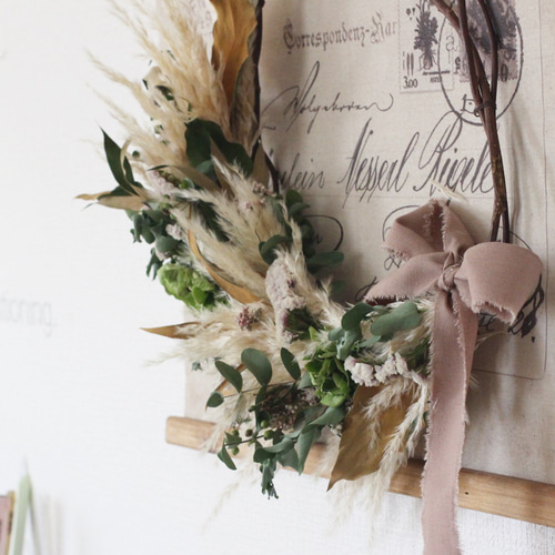 パンパスドライフラワーリース ドライフラワー petit chocolat