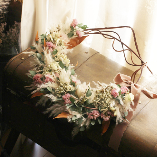 パンパスドライフラワーリース ドライフラワー petit chocolat 通販