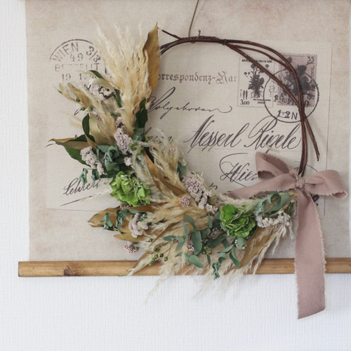 パンパスドライフラワーリース ドライフラワー petit chocolat 通販