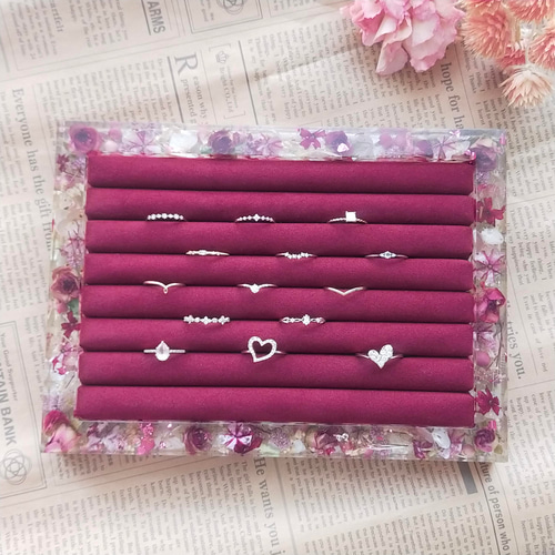 アンティーク】ジュエリーケース 鮮やかパープル ベルベット リング用