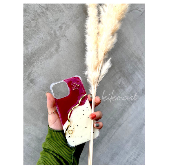 【銘菓•マゼンタ】お客様オーダーメイド　iPhoneケース　スマホケース　クリアケース 4枚目の画像