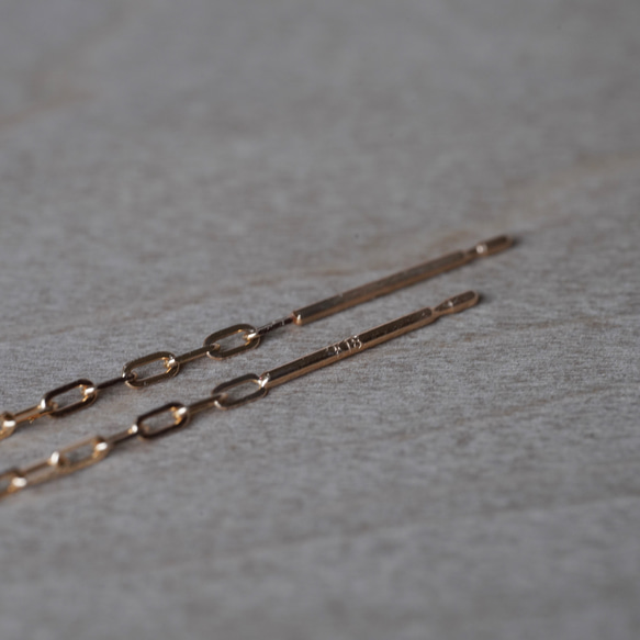 [送料無料] K18 American LAzuki chain earrings(E004,80mm) 3枚目の画像