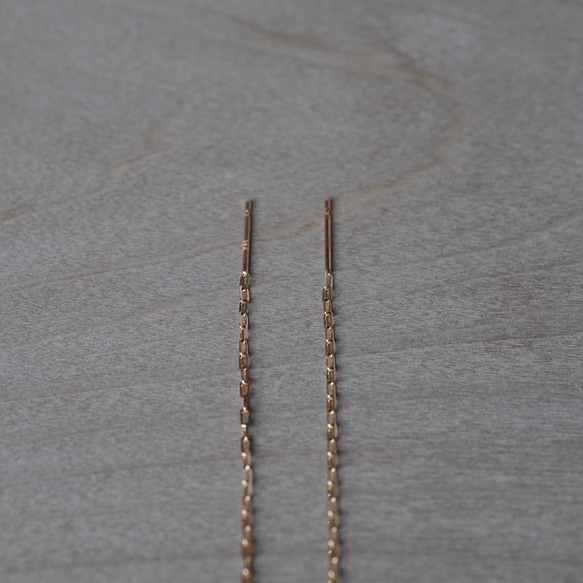 [送料無料] K18 American LAzuki chain earrings(E004,80mm) 2枚目の画像