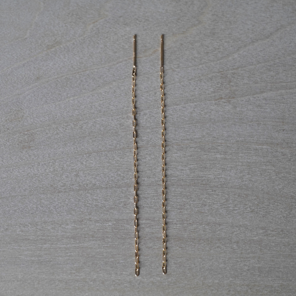 [送料無料] K18 American LAzuki chain earrings(E004,80mm) 1枚目の画像