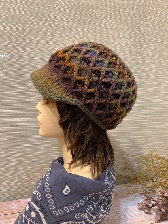 菱格棒球毛線帽。獨家設計中性毛帽。義大利線 第4張的照片