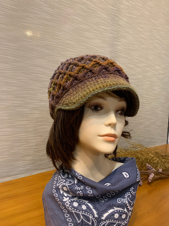 菱格棒球毛線帽。獨家設計中性毛帽。義大利線 第2張的照片