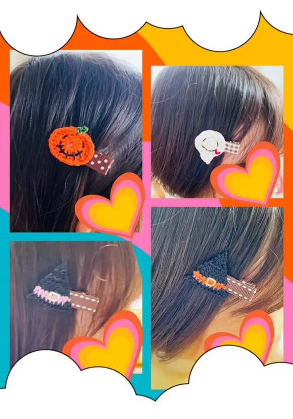 【おすすめ】かぼちゃ＆サンタクロースのベビーヘアクリップ♡ 赤ちゃん　新生児　出産祝い　クリスマス　ハロウィン 4枚目の画像