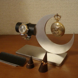 腕時計スタンド　懐中時計スタンド　ブラックトレイ＆リングスタンド未固定バージョン　受注製作 N15611 7枚目の画像