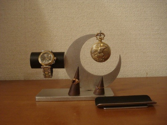 腕時計スタンド　懐中時計スタンド　ブラックトレイ＆リングスタンド未固定バージョン　受注製作 N15611 5枚目の画像