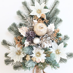 『Creema限定』「送料無料」壁に掛けるクリスマスツリー（ミニタイプ ホワイト＆シルバー系）リースタイプ 6枚目の画像