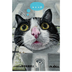 絵/絵画/猫/ハチワレ/原画/A4/アクリル画/手書き 66ecdee45f4ef949ddc6819d8e5e3c