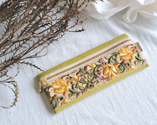 アンリクイール イエローペンケース 刺繍入り