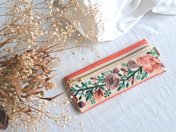 ギフトシリーズ ペンケース / インド刺繍 / 刺繍リボン / 小物入れ
