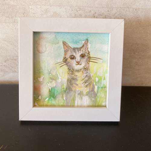 花畑猫　油彩画 原画　ミニ絵画　オリジナル　猫　花 人気ランキング1位～（売れ筋商品） 原画 花畑猫 油彩画 新作