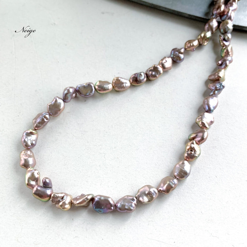 淡水真珠 ケシパール バロック メタリックパープル 4粒 天然石パーツ  