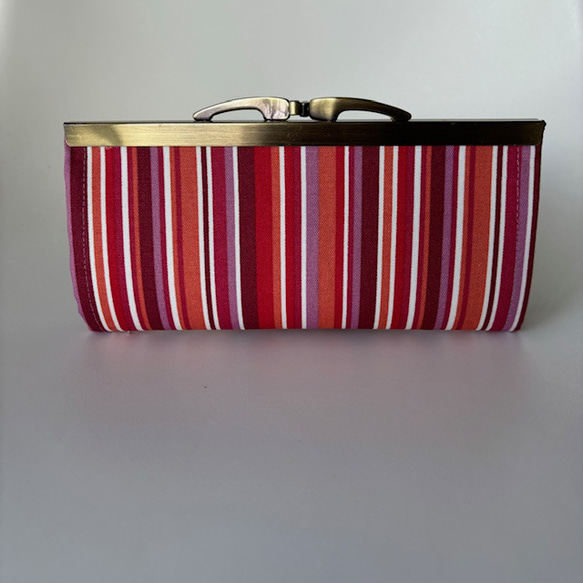 COACH ストライプ柄 赤　コインケース　がま口財布 eseight_230412-a-ch356-imcah