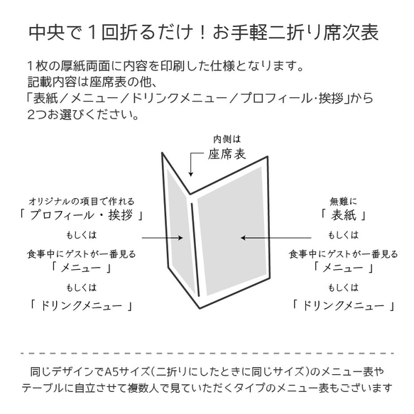 1部300円 A4 席次表 ／HILO-B 二折り 筒 2枚目の画像