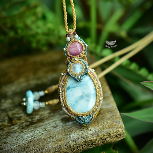 ラリマー×レインボームーンストーン ペンダントトップ