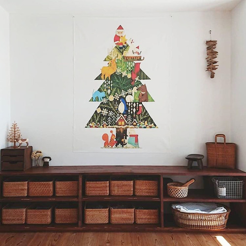 クリスマスツリータペストリー：福田利之【A】森の仲間 タペストリー