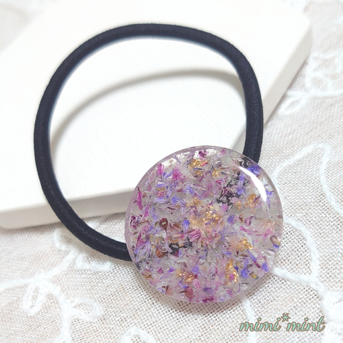 No.577 ハンドメイド　ドライフラワー　レジンヘアゴム レジン ヘアゴム* ドライフラワー HG18 ハンドメイド ヘアゴム