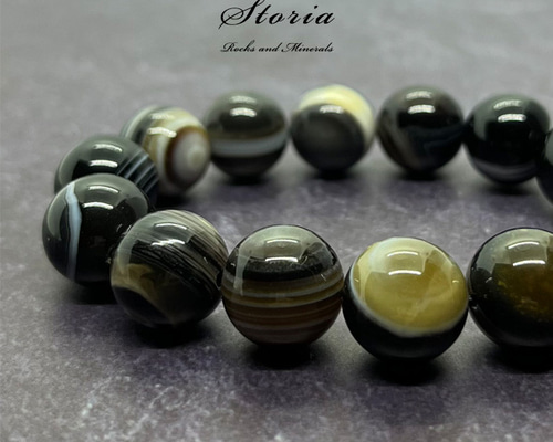 14mm 天眼石（アイアゲート）ブレスレット ブレスレット storia 通販