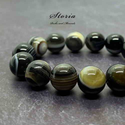 14mm 天眼石（アイアゲート）ブレスレット ブレスレット storia 通販