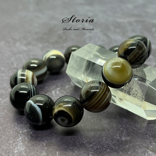14mm 天眼石（アイアゲート）ブレスレット ブレスレット storia 通販