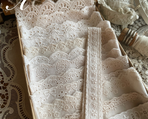 紅茶染め୨୧コットンレースset 合計約6.5m レース Catalpa* 通販