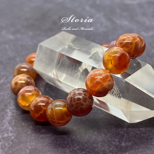 10mm ブラジル産ファイヤーアゲート（瑪瑙）ブレスレット ブレスレット