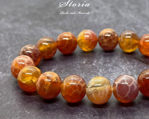 10mm ブラジル産ファイヤーアゲート（瑪瑙）ブレスレット ブレスレット