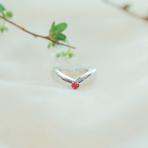 シルバー》ハート型 誕生石1粒 ベビーリング Cœur［刻印可］ 指輪  