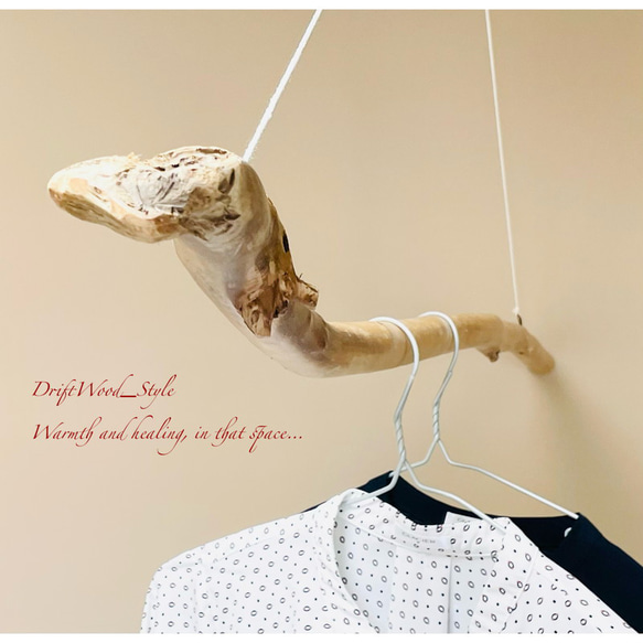 流木インテリア コブのある真っすぐな大型ハンガーラック 北欧 衣装掛け ハンギング 吊り下げ ハンガーポール 癒し 4枚目の画像