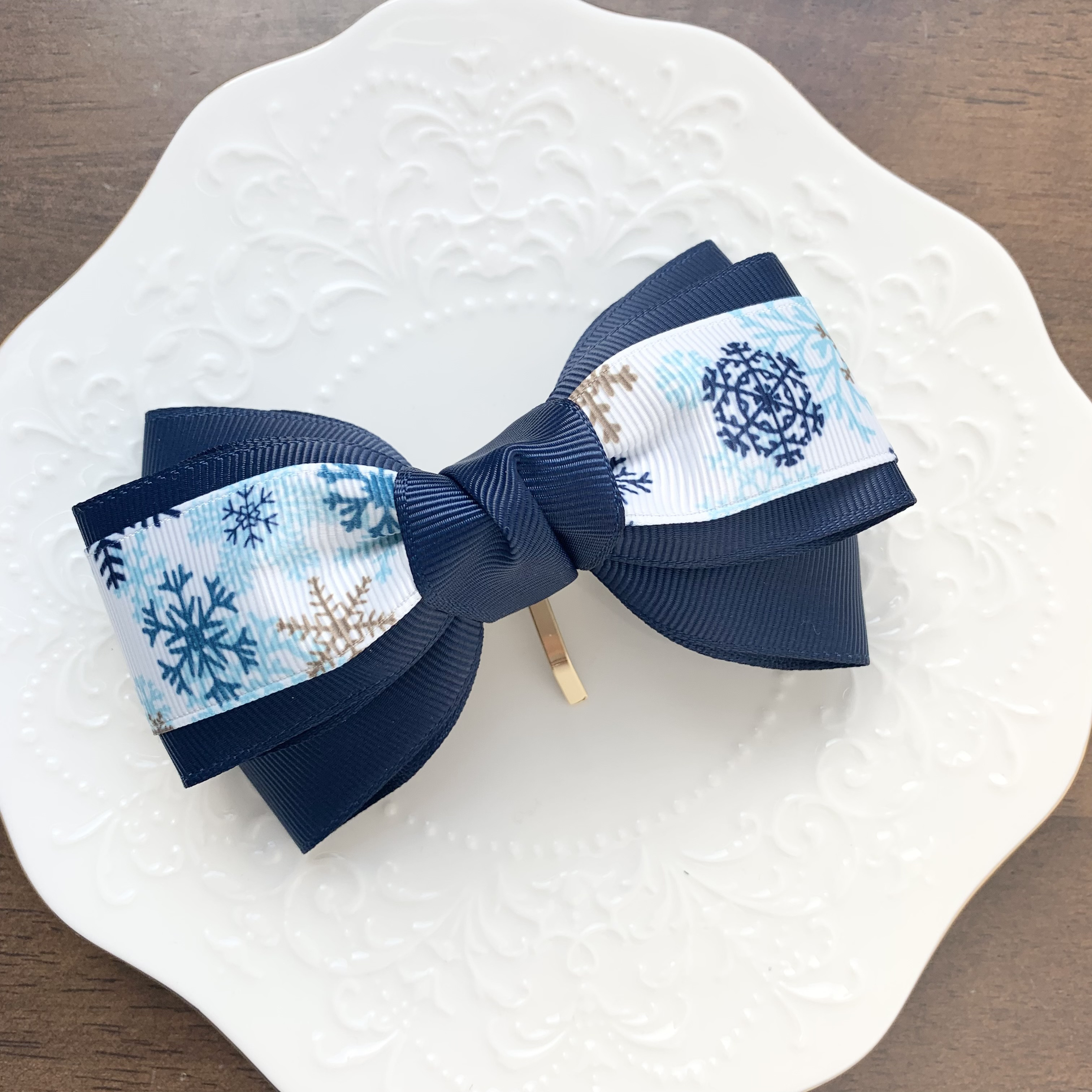 poritorie 雪 結晶 刺繍 オーナメント ベロアリボン アンティーク