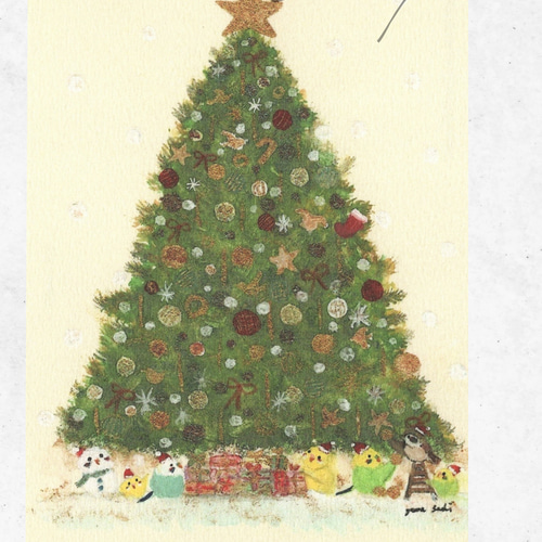 葉鳥ビスコ 直筆サイン＋イラスト入り クリスマスカード 葉鳥ビスコ