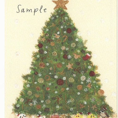 ポストカード3枚 ～インコたちとクリスマスツリー～ クリスマスカード