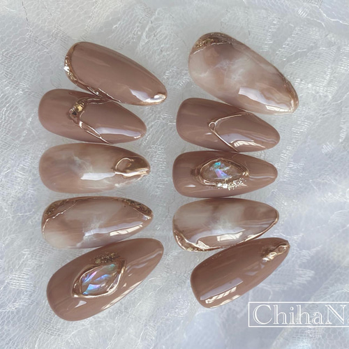 ニュアンスネイル キラキラ ぷっくり 秋ネイル 秋 ネイルチップ ハンドメイド ニュアンスネイル キラキラ ぷっくり 秋ネイル 秋 ネイルチップ