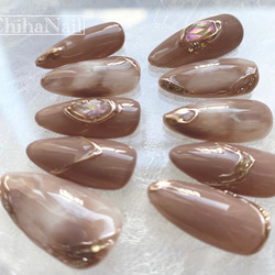 ニュアンスネイル キラキラ ぷっくり 秋ネイル 秋 ネイルチップ ハンドメイド ニュアンスネイル キラキラ ぷっくり 秋ネイル 秋 ネイルチップ