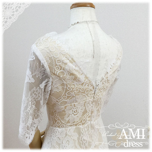 再入荷 ウェディングドレス Vネック ベージュ 七分袖 結婚式花嫁 再入荷 ウェディングドレス Vネック ベージュ 七分袖 結婚式花嫁