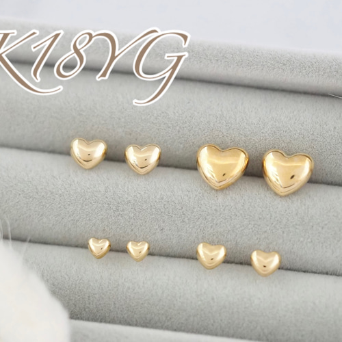 ぷっくりハート～ No.3144 K18YG 地金 ピアス ピアス（スタッド