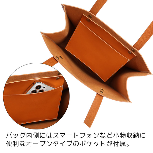 新品未使用品♡Ｍal. 本革トートバック25センチ　キャメル 5c13265757862984bc57051b42c711