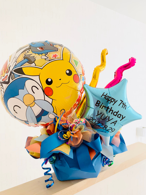 ピカッピカッBirthday ☆☆☆☆☆　ピカチュウ　卓上アレンジ　バースデーバルーン　アニメ　キャラクター　ポケモン　 6枚目の画像