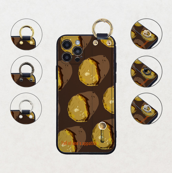 【とにかく美味しい焼き芋】ブラウン　ベルト付きTPUソフトケース　iphone android ほぼ全機種対応 4枚目の画像