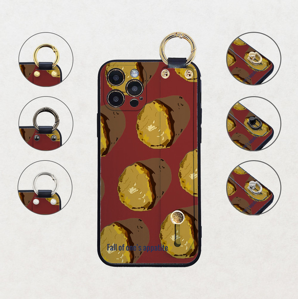 【とにかく美味しい焼き芋】ワインレッド　ベルト付きTPUソフトケース　iphone android ほぼ全機種対応 4枚目の画像