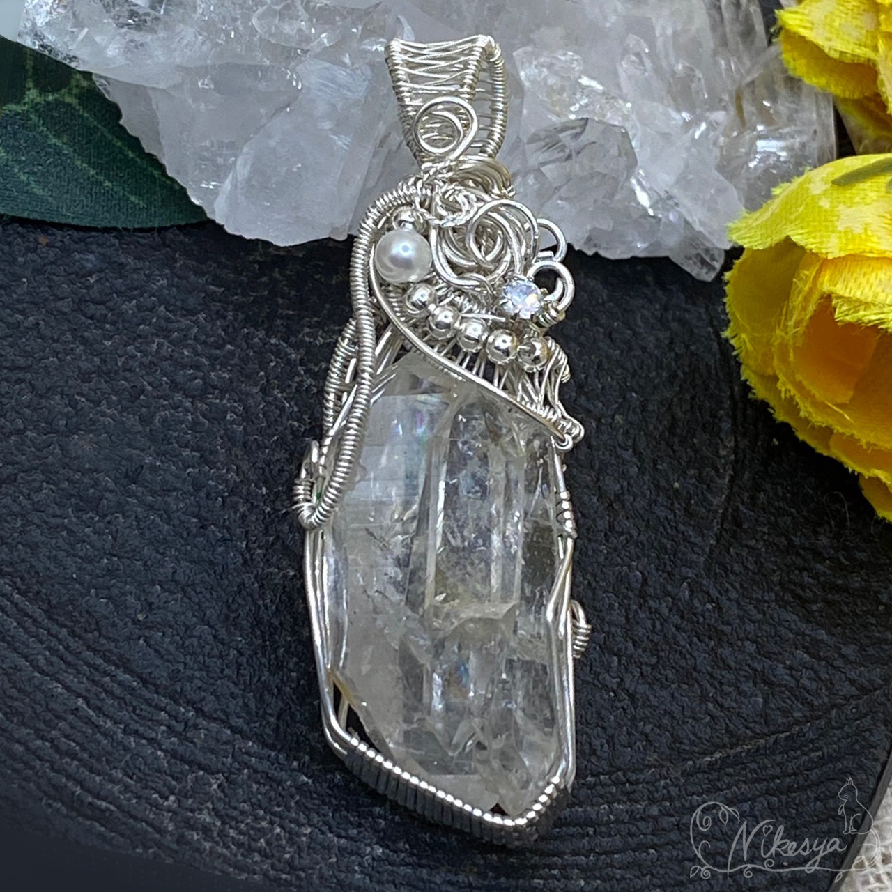 【Silver Filled】カテドラル水晶のPT【ワイヤーアクセサリー】【一点もの】【送料無料】