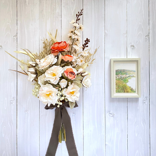 ローズとデルフィニウムの縦長 クラッチ ブーケ（和装・アーティ