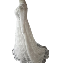 ウエディングドレス 花嫁 アイボリー レース エレガント 披露宴 2枚目の画像