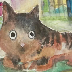 変な猫　原画　イラスト　冬　秋冬　雪　ハンドメイド 4枚目の画像