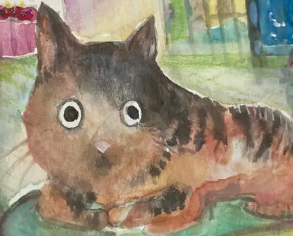変な猫　原画　イラスト　冬　秋冬　雪　ハンドメイド 4枚目の画像