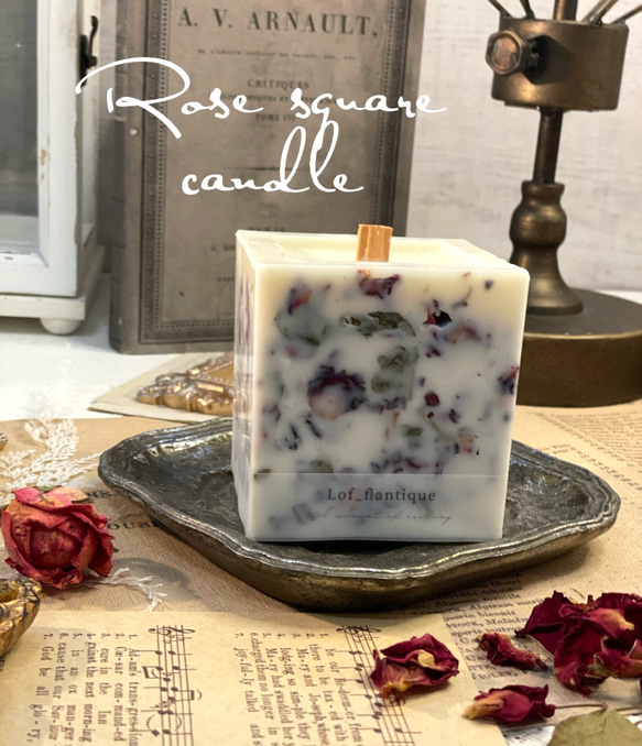 Square Rose aroma Candle(ローズポプリ) 送料無料 2枚目の画像